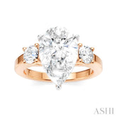 1/2 Ctw Tri-Mount Pear Shape Round Cut Diamond Semi-Mount Engagement Ring in 14K Rose and White Gold